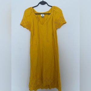 Eyelet SS Dress | Mustard | Old Navy